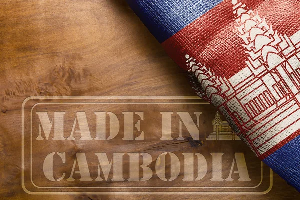 Marcatura su superficie in legno Made in Cambogia — Foto Stock