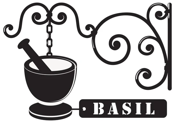 Vintage bord voor basil kruiden — Stockvector