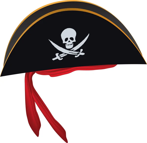 Piratenmütze Mit Rotem Stirnband Und Totenkopf — Stockvektor