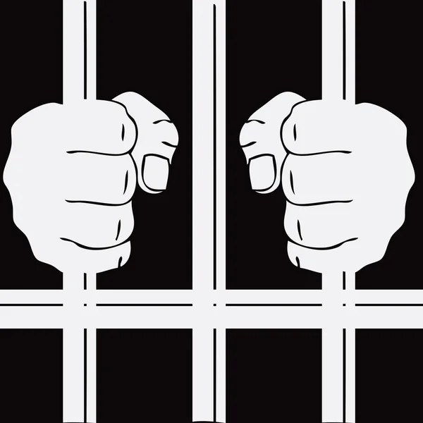 Mãos Prisioneiro Nas Grades Prisão Ilustração Vetorial — Vetor de Stock