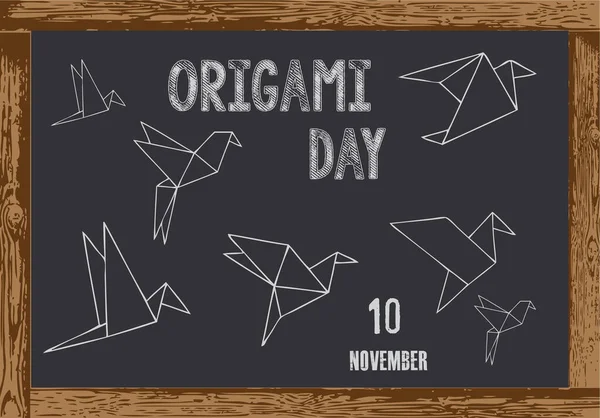 Tiza Con Marco Madera Para Fecha Origami Day — Archivo Imágenes Vectoriales