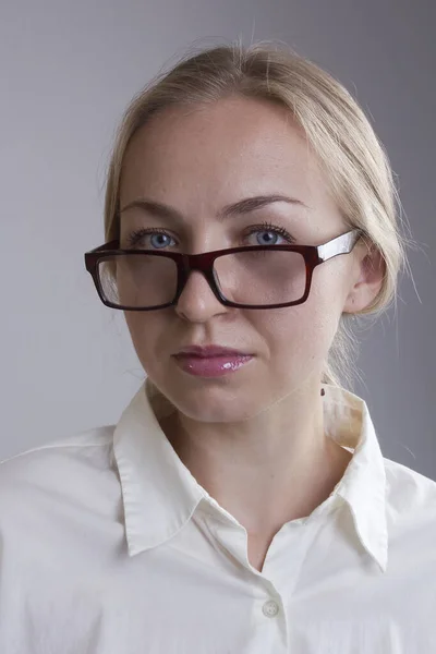 Portrait Young Business Woman Glasses — Stock Photo, Image