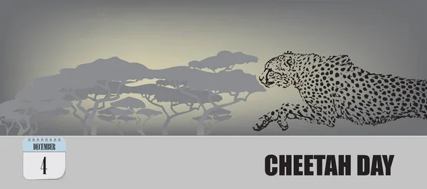 Cartão Postal Para Dia Dezembro Evento Dia Internacional Cheetah —  Vetores de Stock