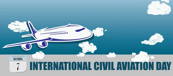 Cartão Postal Para Dia Dezembro Evento Dia Internacional Aviação Civil — Vetor de Stock