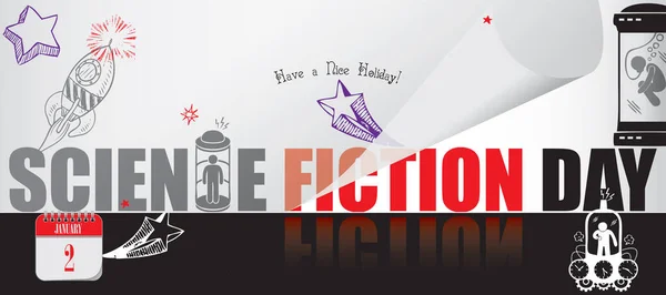 Kartu Untuk Acara January Day Science Fiction Day - Stok Vektor