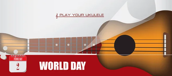 2月1日的活动卡片世界玩你的Ukulele日 — 图库矢量图片