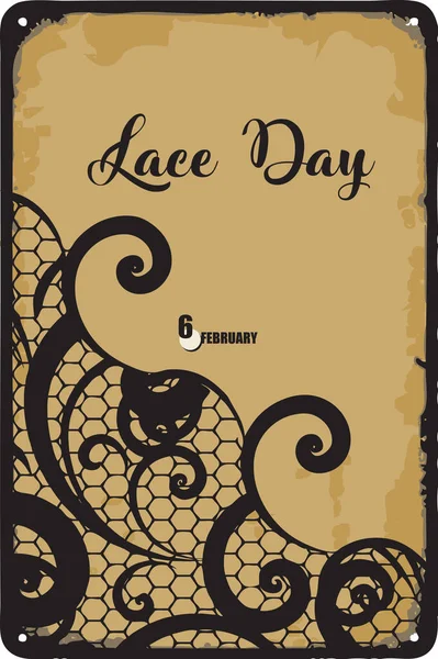 Dia Dedicado Artesanato Relacionado Com Rendas Fevereiro Lace Day — Vetor de Stock