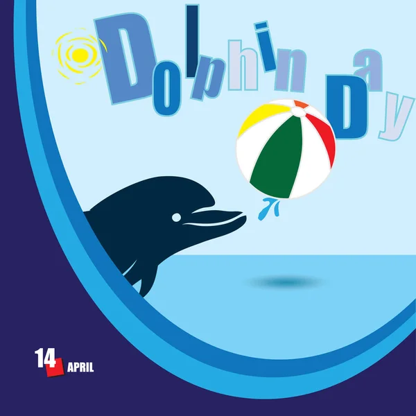 Tarjeta Dedicada Día Del Delfín Ilustración Vectorial — Vector de stock