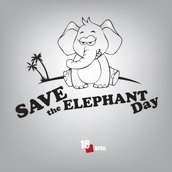 Evento Del Calendario Celebra Abril Elephant Day — Archivo Imágenes Vectoriales