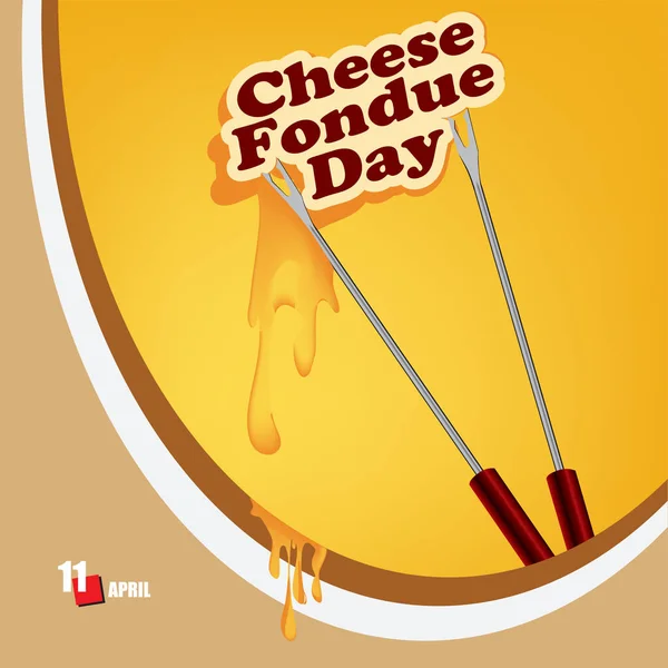 Fecha Abril Para Cocina Tradicional Día Fondue Queso — Archivo Imágenes Vectoriales