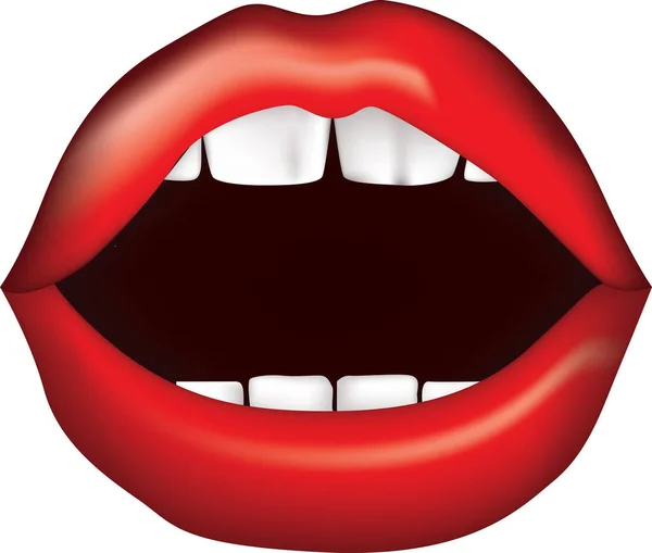 Open Mouth Red Lips Vector Illustration — ストックベクタ
