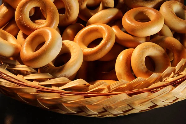 Cesta Con Galletas Forma Anillo Primer Plano Como Fondo —  Fotos de Stock