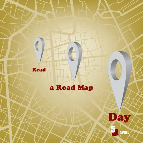 Kalendář Akce Slaví Dubnu Přečtěte Road Map Day — Stockový vektor