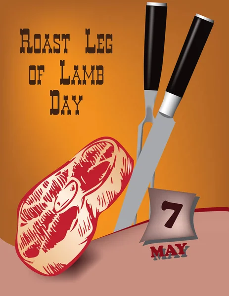 Poster Braten Lammkeule Day Vector Illustration Für Einen Feiertag Mai — Stockvektor
