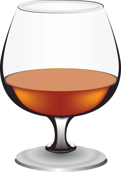 Verre Cognac Classique Avec Une Boisson Alcoolisée Illustration Vectorielle — Image vectorielle