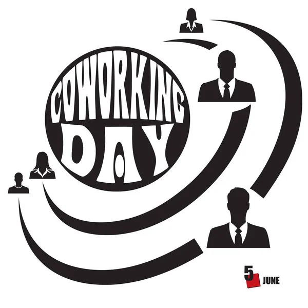 6月のカレンダーの日付ビジネスでの協力に専念 Cowking Day — ストックベクタ