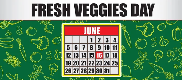 Card Event June Day Fresh Veggies Day — Vettoriale Stock