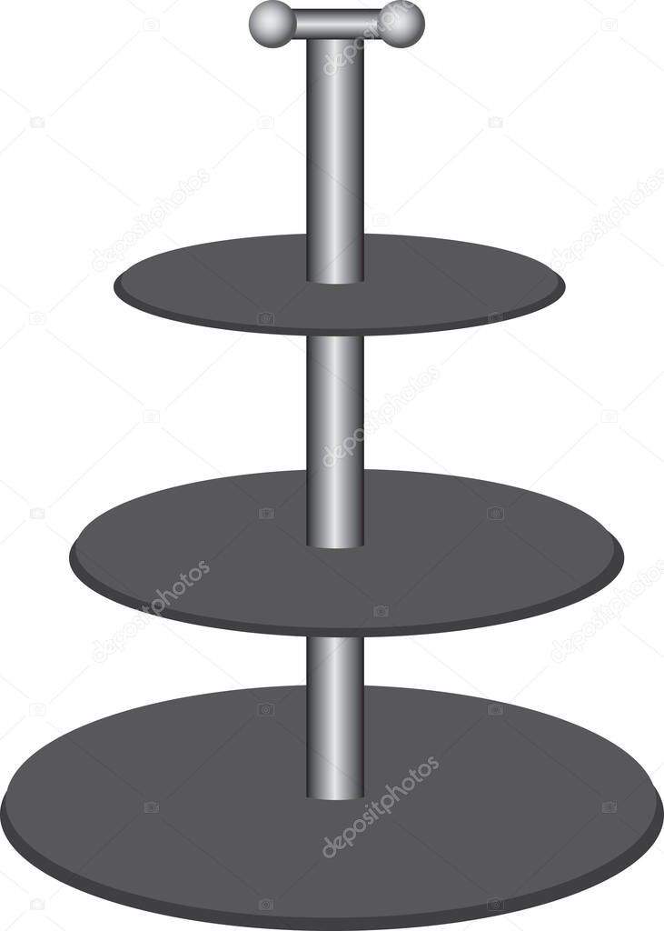 Multi-tier stone shelf for fruits and snacks. Round surface stand