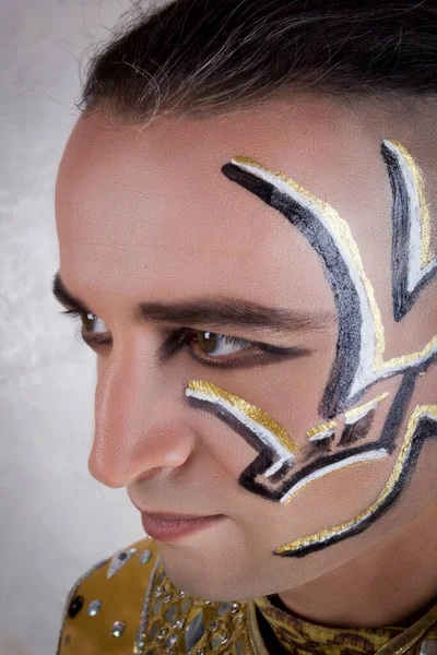 Young Man Makeup Ancient Priest — Stock Photo, Image