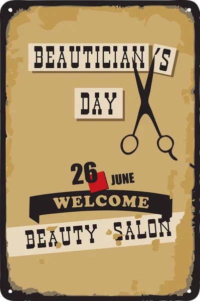 Παλιά Vintage Σημάδι Για Την Ημερομηνία Beautician Day Εικονογράφηση Διανύσματος — Διανυσματικό Αρχείο