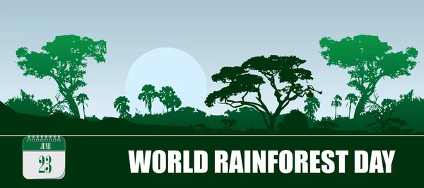 Kaart Voor Evenement Juni Dag Wereld Regenwoud Dag — Stockvector
