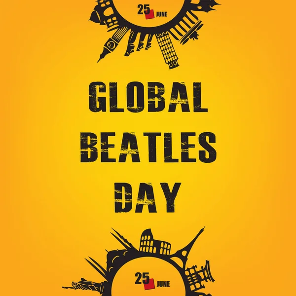 Kalender Evenement Wordt Gevierd Juni Global Beatles Day — Stockvector