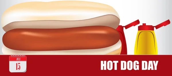 Karta Akci Červenec Den Hot Dog Day — Stockový vektor