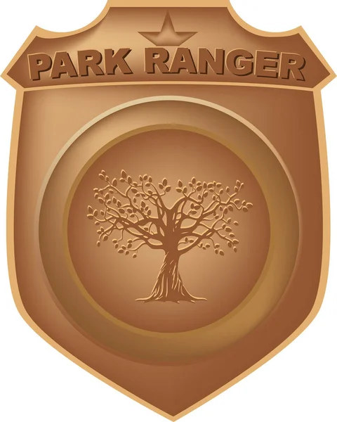 Park Ranger Heraldisk Skylt Med Bokstäver Och Träd — Stock vektor