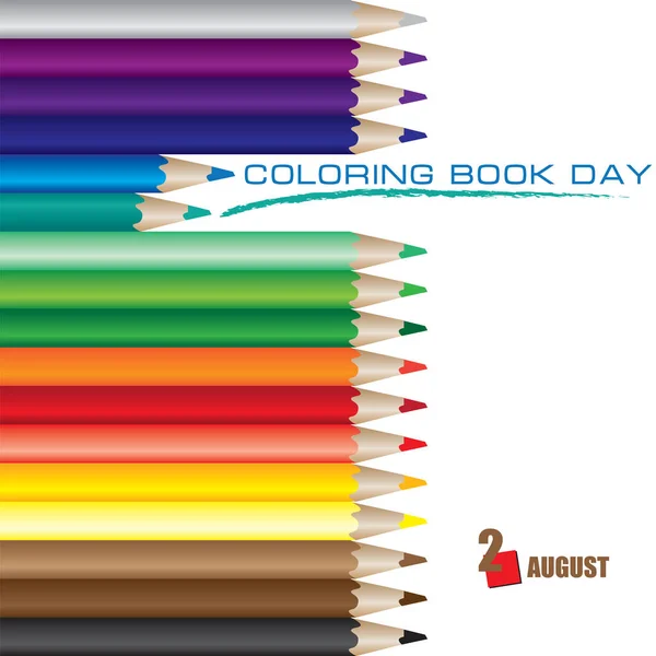 Evento Del Calendario Celebra Agosto Día Del Libro Para Colorear — Vector de stock
