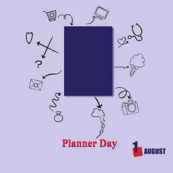 カレンダーイベントは8月に祝われます Planner Day — ストックベクタ