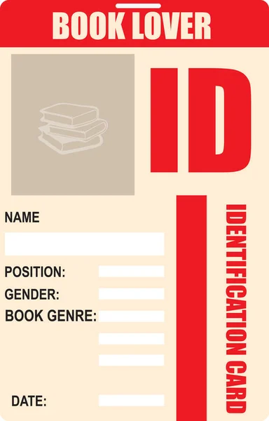 Amante Del Libro Tarjetas Identificación Vertical Con Información Persona — Archivo Imágenes Vectoriales