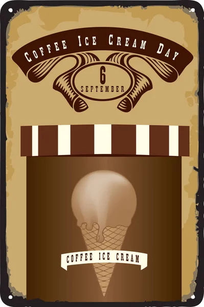 Old Vintage Sign Date Coffee Ice Cream Day Vector Illustration — Stock Vector
