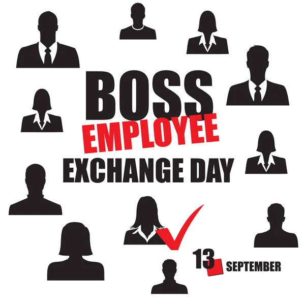 Kalender Evenement Wordt Gevierd September Boss Employee Exchange Day — Stockvector