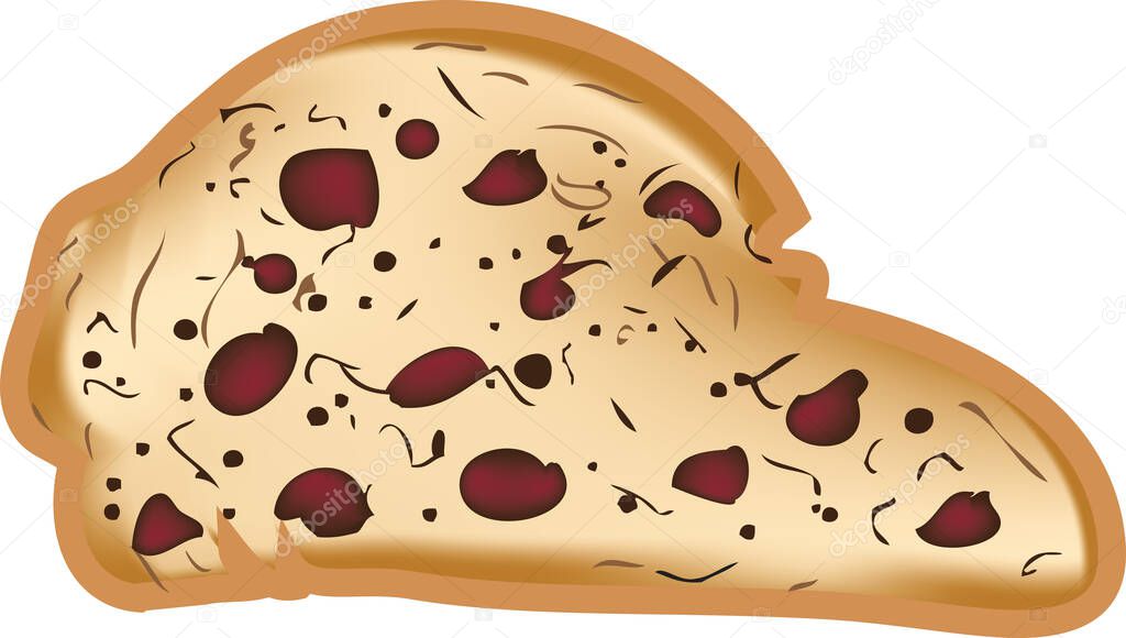 Slice of bread with cinnamon and raisins