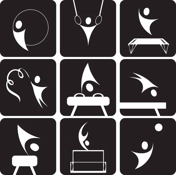 Ensemble Symboles Pour Une Variété Disciplines Gymnastique — Image vectorielle