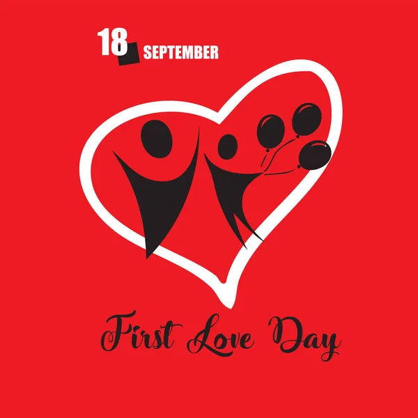 Evento Calendário Comemorado Setembro Primeiro Dia Amor —  Vetores de Stock