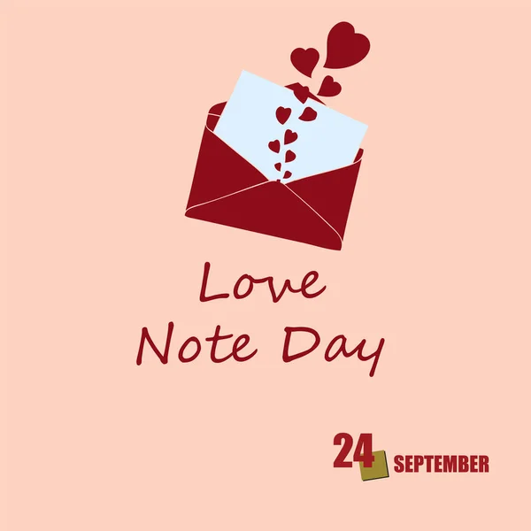 Kalendarz Obchodzony Jest Wrześniu Love Note Day — Wektor stockowy