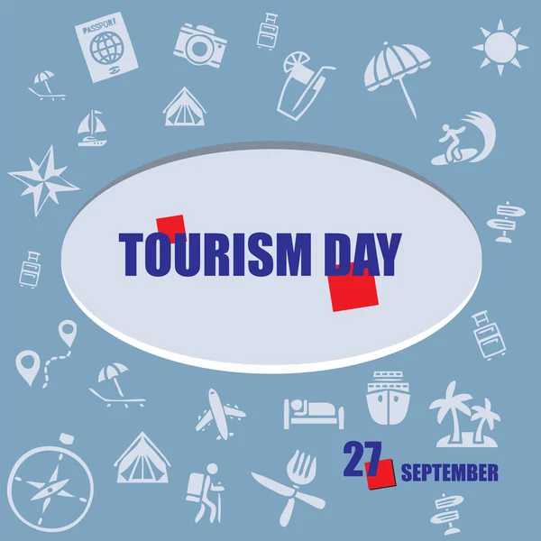 Evento Del Calendario Celebra Septiembre Día Del Turismo — Vector de stock