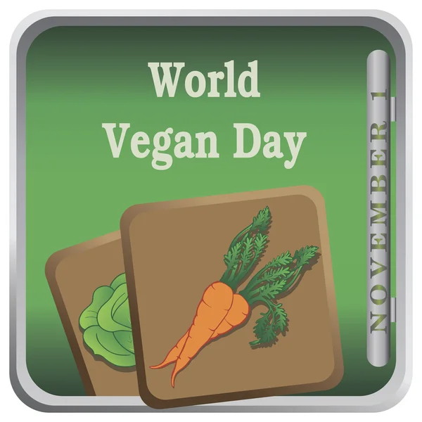 Knop Werelddag vegan — Stockvector