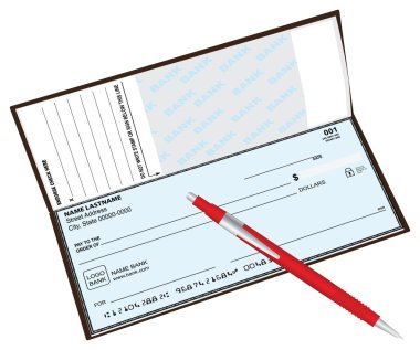 Checkbook ballpoint pen clipart