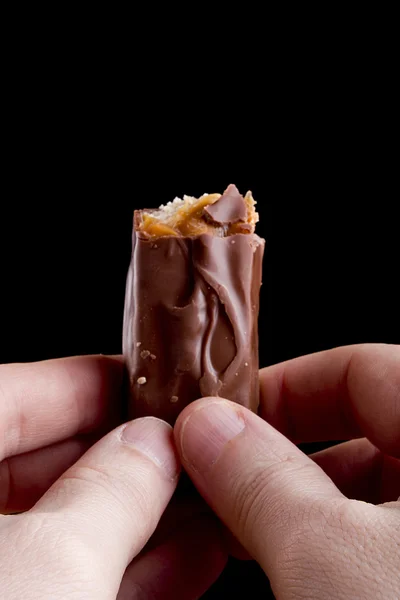 Chocolate bar with caramel filling — Stock Photo, Image