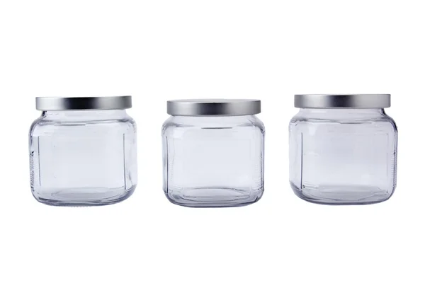 Empty jars with aluminum lids — Stock Photo, Image