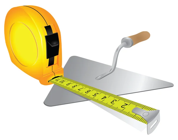 Construction measuring tape and trowel — Stock Vector