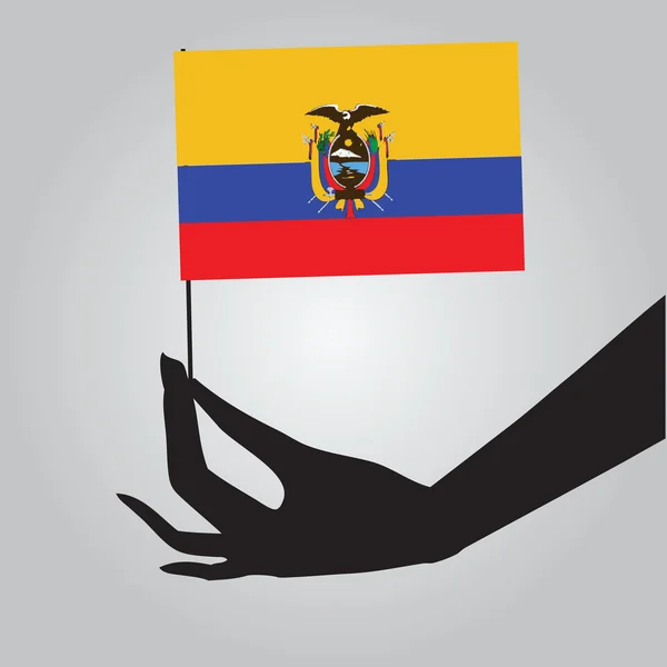 厄瓜多尔在女性手中的旗帜 — 图库矢量图片