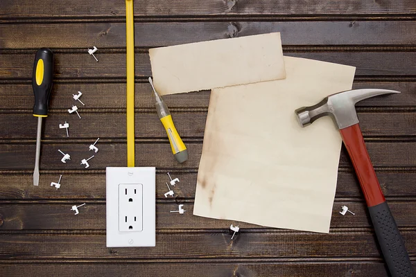 Conjunto para instalar a tomada elétrica — Fotografia de Stock