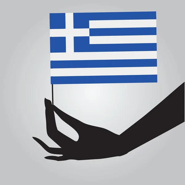 Hand with Greece flag — Stock Vector