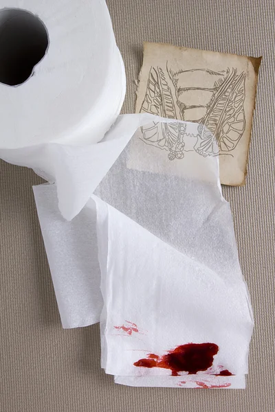 Toilet paper in the blood — Stock Photo, Image