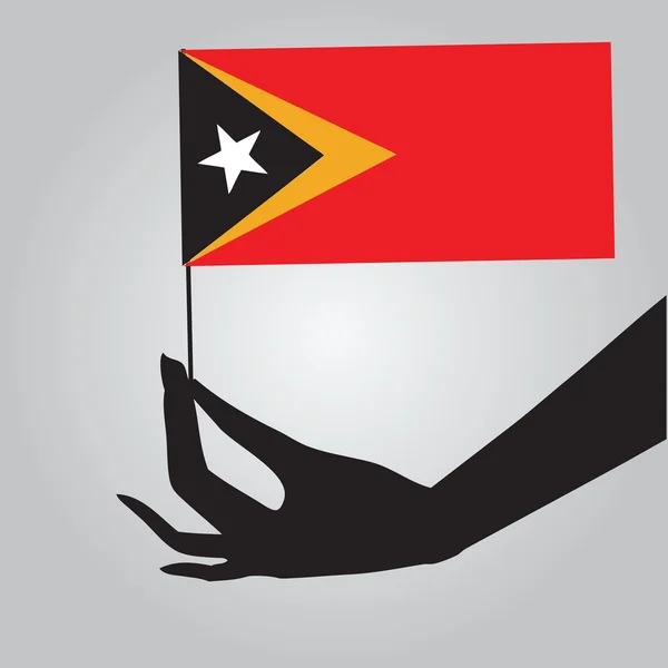 Drapeau main avec Timor oriental — Image vectorielle