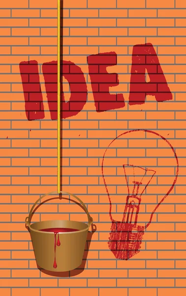 Palabra idea escrita en la pared — Vector de stock