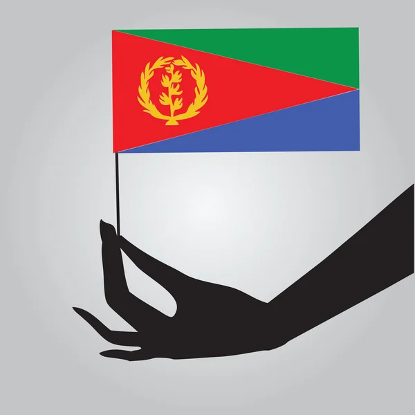 Hand with flag Eritrea — Stock Vector